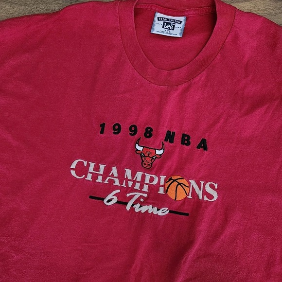 VTG Lee Sport 1998 Chicago Bulls  Champions Embroidered T-Shirt XXL - Picture 1 of 9